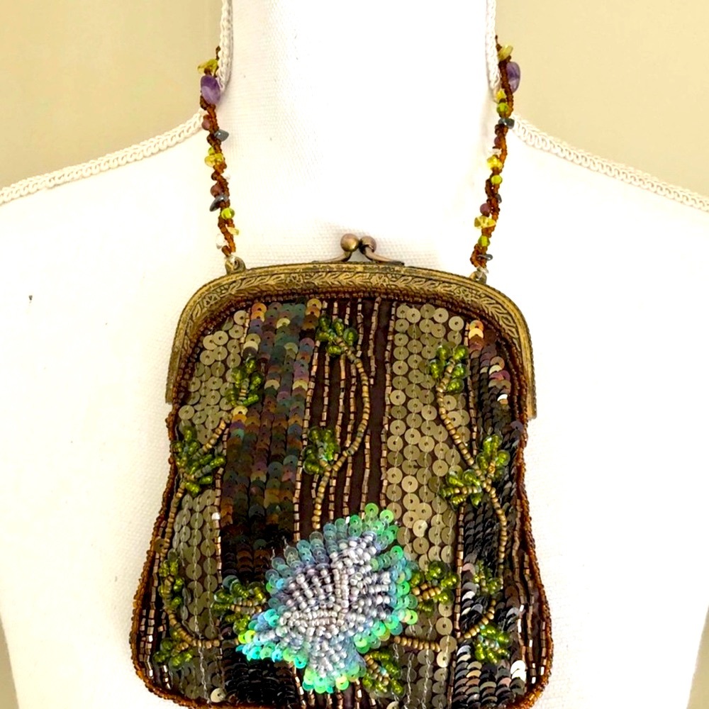 Moyna beaded bag brown multicolor purse